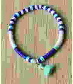 Armband  in blauwe, witte en turkoois kleur 4mm katsuki kralen