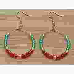 Hoop earrings in red, green and gold