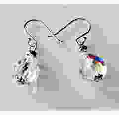 Crystal glass drop with sterling silver hooks