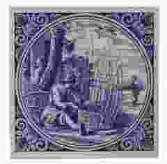 Delfts blauwe tegel - De Mandenmaker, 15 cm 