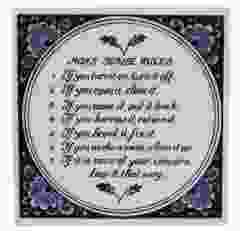 Delfts blauwe tegel - "Mom's House Rules",  15 cm 