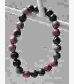 Bracelet 8mm Rhodonite pink-black beads