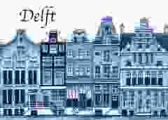 Postkaart Grachtenpanden Delft