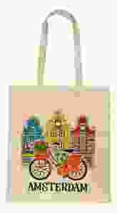 Katoenen Tas "Happy Houses Amsterdam"
