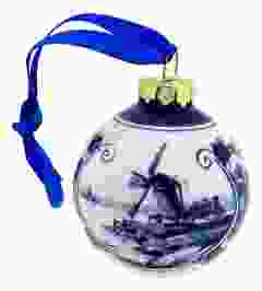 Kerstbal Landschap Blauw 5 cm