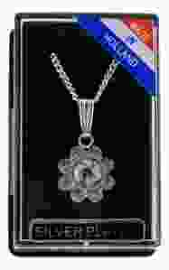 Ketting Zilver "Bloem Molen met Kristallen"
