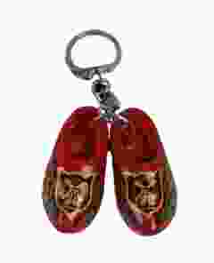 Sleutelhanger 2 rode / goudkleurige klompjes