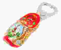 Houten klomp flesopener rode zool, 8 cm