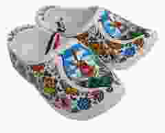 Set witte boerenklompen met kleur, 14cm