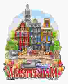 Koelkastmagneet "3 Amsterdamse pandjes"