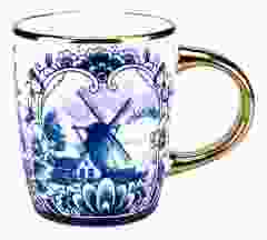 Koffiemok "Windmolen - Goud" Delfts Blauw