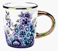 Koffiemok "Bloemen - Goud" Delfts Blauw