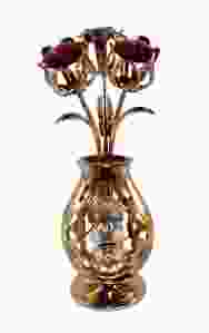 3 Tulpen in vaas,  bordeaux, met Swarovski kristallen