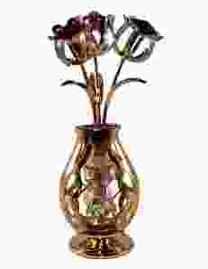 3 Tulpen in vaas, gekleurde Swarovski strass kristallen