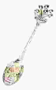 Theelepel in doosje, tulpen (zilverkleurig)