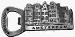 Koelkastmagneet / flesopener  Amsterdam Silhouet