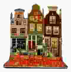 Koelkastmagneet "Drie Amsterdamse huisjes"