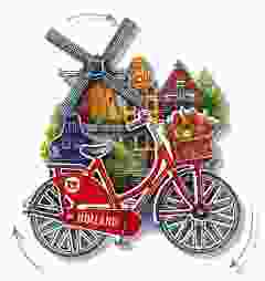 Magneet "Hollandse Molen met Rode Fiets" 