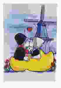 Koelkastmagneet Kussend Nederlands Paartje in klomp