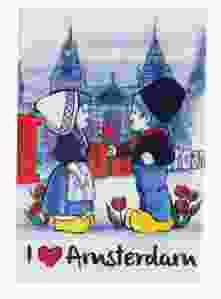 Koelkast magneet  Hollands paar voor I Love Amsterdam op Museumplein
