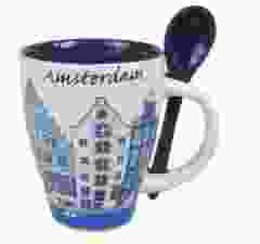 Mok amsterdam blauw met lepel