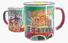 Beker vintage Amsterdam "Bicycles"  - Turquoise