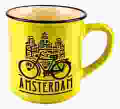 Mok "Amsterdam - Fiets" Geel - Groot 