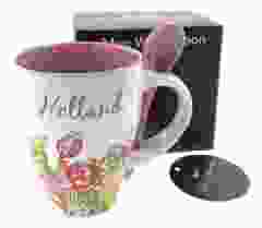 Mok met Kleurrijke Tulpen en Lepel