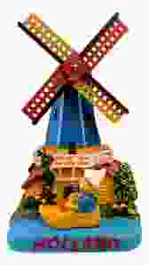 Gekleurde Molen met Boerin in Klomp, 12 cm