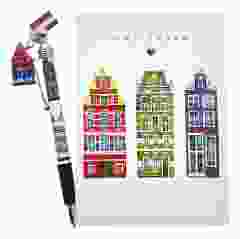 Notitieboekje Amsterdam Houses met pen (A6)