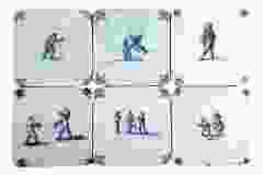 Onderzetters delftsblauwe tegels met spelende kinderen