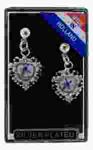 Oorbellen Zilver "Landschap Hart Kristallen Wit/Blauw"