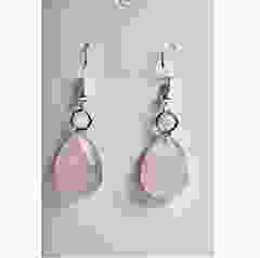 Druppel oorbellen Rozekwarts 18x13mm