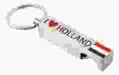 Flesopener / Sleutelhanger "I Love Holland" - Zilverkleurig