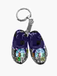 Sleutelhanger 2 blauwe houten klompjes