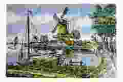 Tegeltableau "Molenlandschap - Polychroom"