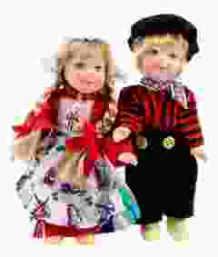 Poppen in Volendamse klederdracht, Rood