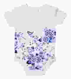 Baby romper Delfts blauw Bloemen