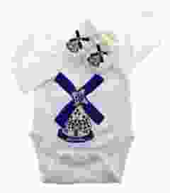 Baby romper cadeauset Blauwe Molen met slofjes