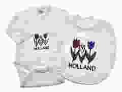 Baby romper cadeauset Tulpen met Slabbetje 