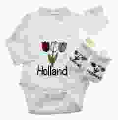Baby romper cadeauset Tulpen met slofjes