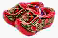 Set houten klompjes 6cm, Rood/Goud