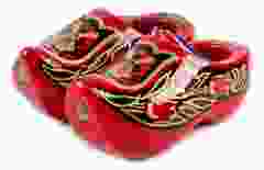 Set houten klompjes 10cm, Rood/Goud