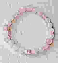 Armband 8mm Rozekwarts met cultive zoetwater parel