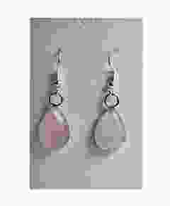 Set Rosequarts drop earrings, 18x14mm
