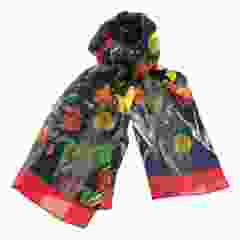 Sjaal Tulp rand Navy, langwerpig