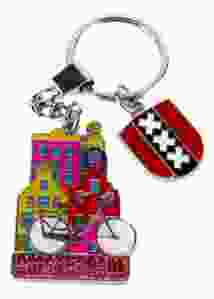 Sleutelhanger "Amsterdamse Huisjes met Fiets"