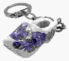 Sleutelhanger Grachtenhuisjes 1 Delfts Blauwe houten klompje