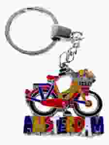 Sleutelhanger "Rood orange fiets met tulpenmand Amsterdam"