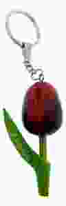 Sleutelhanger Houten Tulp Donker Rood Holland, 8 cm